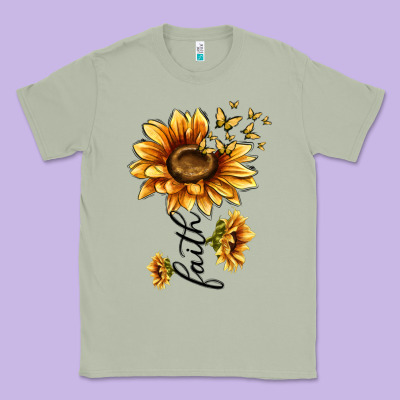 Faith Sunflower Classic Tee Designed By Maliassmallbusiness