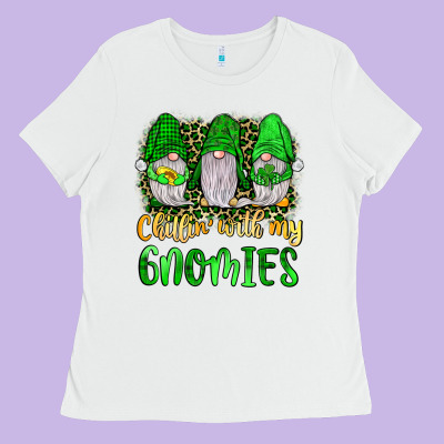 St Patrick S Chillin With My Gnomies Ladies Tee Designed By Jahusdesignshop