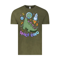 Vintage Olive space dino Vintage Tee - MaliasSmallBusiness