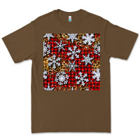 Cacao christmas snow crystals with plaid seamless pattern Premium Tee - BundleAndBundleShop