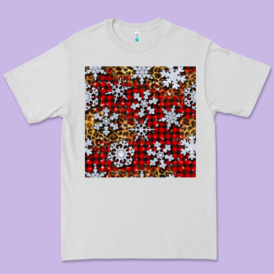 Christmas Snow Crystals With Plaid Seamless Pattern Premium Tee Designed By Bundleandbundleshop