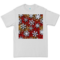 Dove Grey christmas snow crystals with plaid seamless pattern Premium Tee - BundleAndBundleShop