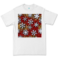 White christmas snow crystals with plaid seamless pattern Premium Tee - BundleAndBundleShop