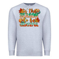 Heather Grey tis the season to be grateful Premium Sweatshirt - CowGirlArtShop