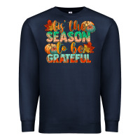 Navy tis the season to be grateful Premium Sweatshirt - CowGirlArtShop