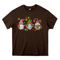 Chocolate Brown pink christmas gnomies Heavy Core Tee - AdoDesignShop