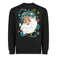 Black Western Santa Christmas Heavyweight Sweatshirt - NancyCooperArtShop