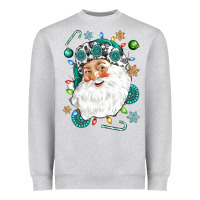Heather Grey Western Santa Christmas Heavyweight Sweatshirt - NancyCooperArtShop