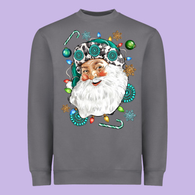 Western Santa Christmas Heavyweight Sweatshirt Designed By Nancycooperartshop