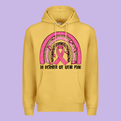 In October We Wear Pink Rainbow Premium Hoodie Designed By Jahusdesignshop