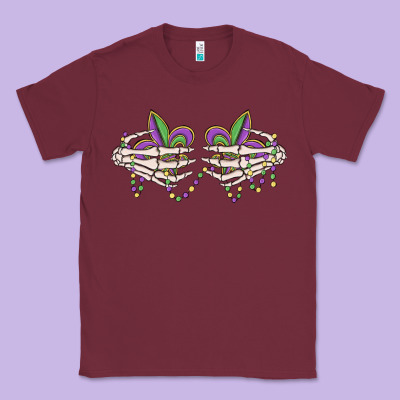 Skeleton Hands Mardi Gras Classic Tee Designed By Maliassmallbusiness