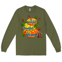 Army Green grateful thankful blessed Long Sleeve Tee - MaliasSmallBusiness