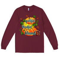 Burgundy grateful thankful blessed Long Sleeve Tee - MaliasSmallBusiness