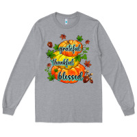 Heather Grey grateful thankful blessed Long Sleeve Tee - MaliasSmallBusiness