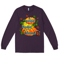 Plum grateful thankful blessed Long Sleeve Tee - MaliasSmallBusiness