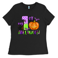 Black my first halloween pumpkin Ladies Tee - AdoDesignShop