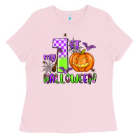 Bubblegum Pink my first halloween pumpkin Ladies Tee - AdoDesignShop