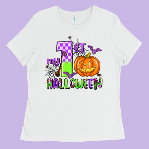 My First Halloween Pumpkin Ladies Tee Designed By Adodesignshop
