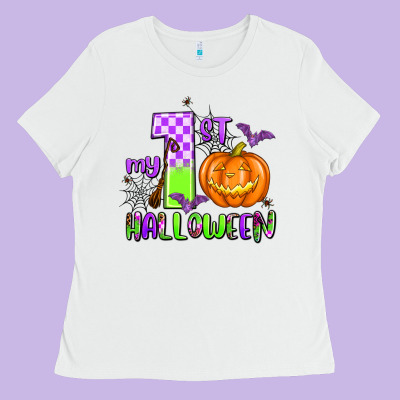 My First Halloween Pumpkin Ladies Tee Designed By Adodesignshop