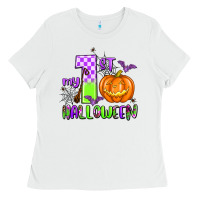 White my first halloween pumpkin Ladies Tee - AdoDesignShop