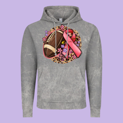 Breast Cancer Ribbon And American Football Vintage Hoodie Designed By Maliassmallbusiness