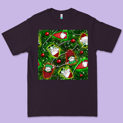 Christmas Gnomes Seamless Pattern Premium Tee Designed By Bundleandbundleshop