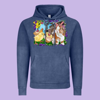 Easter Farm Chicks And Bunny Vintage Hoodie Designed By Ranaportraitstore