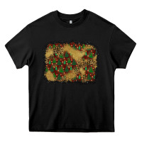 Black christmas trees and leopard background Heavy Core Tee - BundleAndBundleShop
