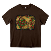 Chocolate Brown christmas trees and leopard background Heavy Core Tee - BundleAndBundleShop