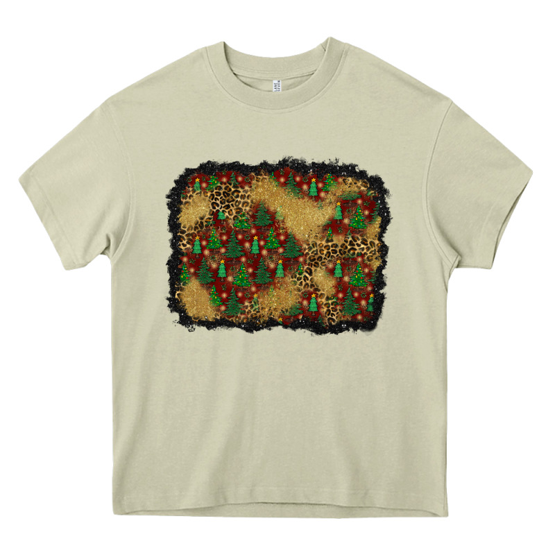 Christmas Trees And Leopard Background Heavy Core Tee by BundleAndBundleShop | Teevron