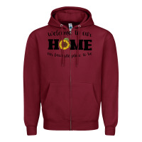 Burgundy welcome to our Home Sunflower Zipper Hoodie - Bettercallsaul