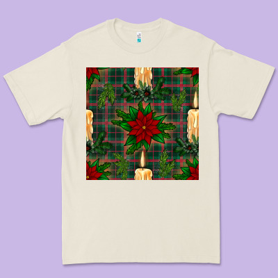 Christmas Candle And Ornaments Seamless Pattern Premium Tee Designed By Bundleandbundleshop