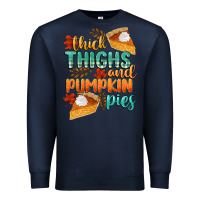 Navy thick thighs and pumpkin pies Premium Sweatshirt - CowGirlArtShop