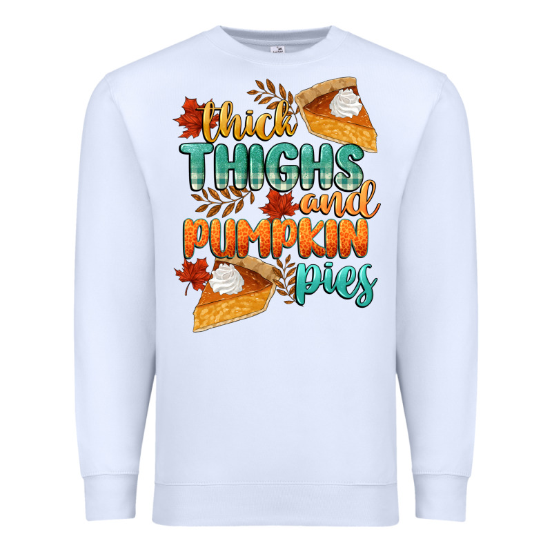 Thick Thighs And Pumpkin Pies Premium Sweatshirt by CowGirlArtShop | Teevron