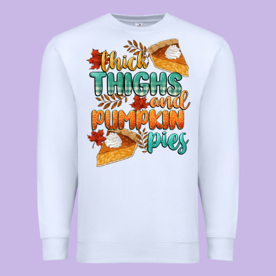 Thick Thighs And Pumpkin Pies Premium Sweatshirt Designed By Cowgirlartshop