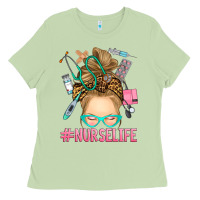 Matcha blonde messy bun nurse life Ladies Tee - RanaPortraitStore
