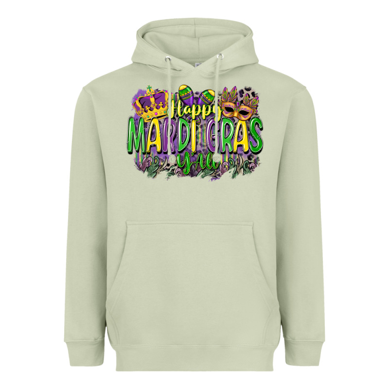 Happy Mardi Gras Yall Heavyweight Hoodie by CowGirlArtShop | Teevron