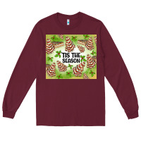 Burgundy tis the season christmas tree cake Long Sleeve Tee - MaliasSmallBusiness