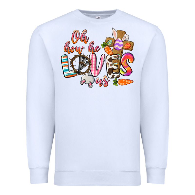 Oh How He Loves Us Premium Sweatshirt by CowGirlArtShop | Teevron