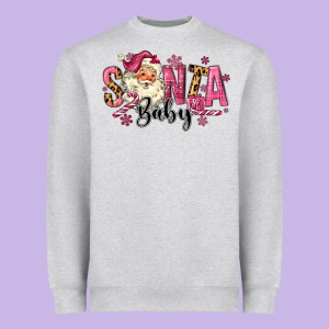 Santa Baby Pink Christmas Heavyweight Sweatshirt Designed By Maliassmallbusiness