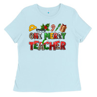 Baby Blue one merry teacher Ladies Tee - AdoDesignShop