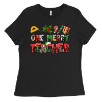 Black one merry teacher Ladies Tee - AdoDesignShop