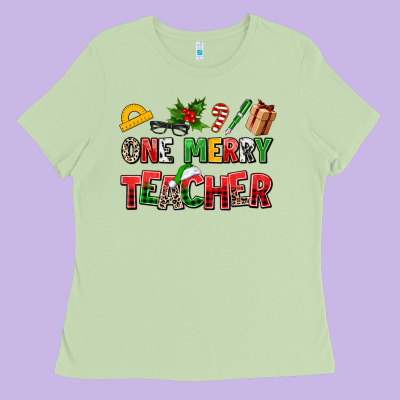One Merry Teacher Ladies Tee Designed By Adodesignshop