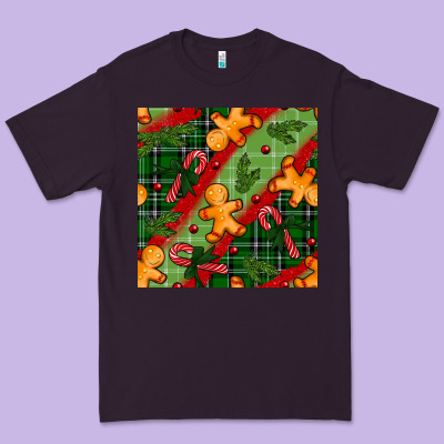 Christmas Gingerbread Man And Candy Cane Seamless Pattern Premium Tee Designed By Bundleandbundleshop