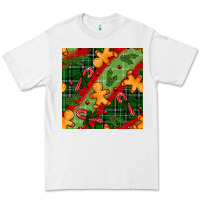 White christmas gingerbread man and candy cane seamless pattern Premium Tee - BundleAndBundleShop