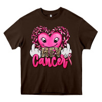 Chocolate Brown hey cancer with middle fingers Heavy Core Tee - AdoDesignShop