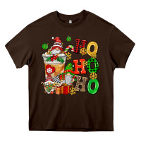 Chocolate Brown ho ho ho christmas latte with gnomies Heavy Core Tee - AdoDesignShop