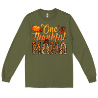 Army Green one thankful mama Long Sleeve Tee - MaliasSmallBusiness