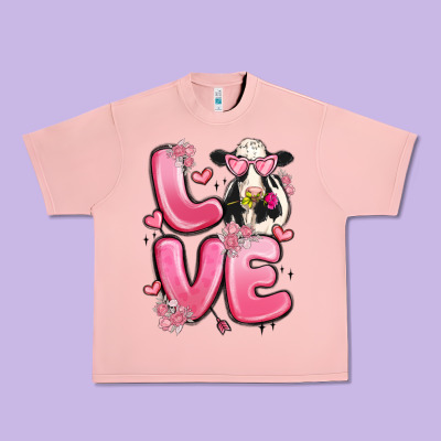 Love Cow Valentine's Day Urban Heavy Tee Designed By Maliassmallbusiness
