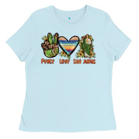 Baby Blue peace love san judas Ladies Tee - JahusDesignShop
